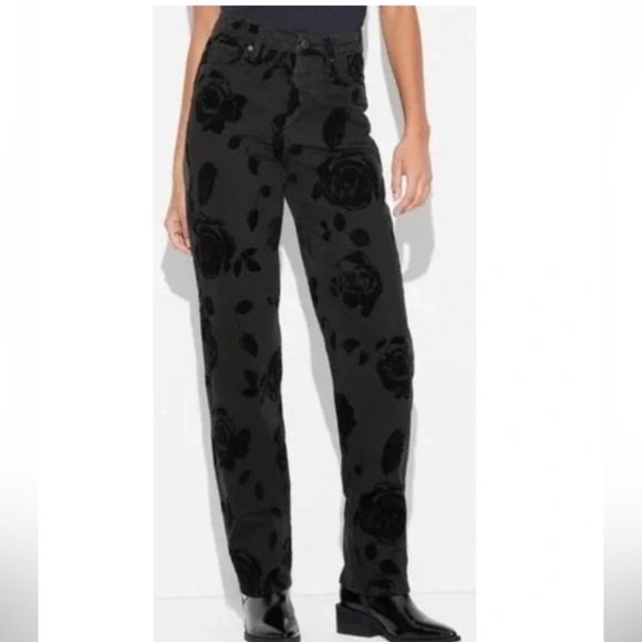 Wild Fable Black Floral Straight Leg Jeans - Picture 1 of 5